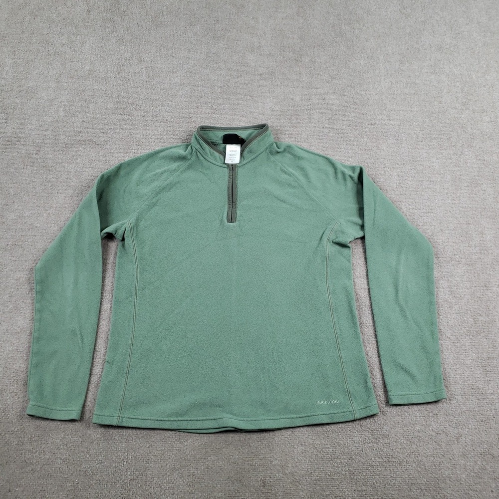 Vtg Patagonia Synchilla Mico D Sweatshirt Women XL Green 1/4 Zip Lightweight